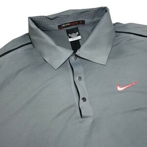 Nike Dri-FIT Tiger Woods Collection Golf Polo Shirt Mens XL Gray‎ Pink Logo